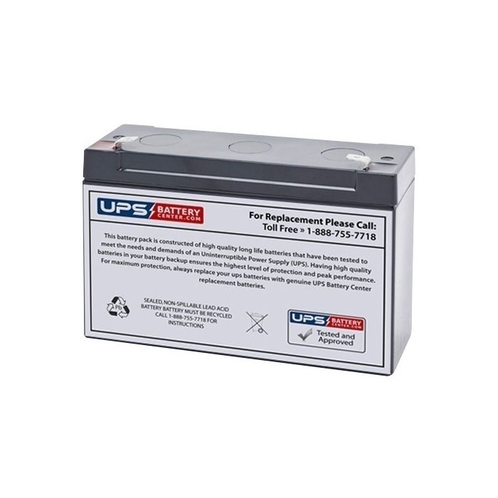 Delta DT 612 6V 12Ah Replacement Battery with F2 Terminals