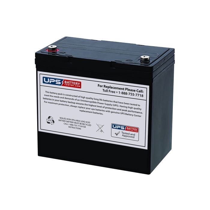 Fengri 12V 55Ah 6-FM-50 Replacement Battery with M6 Terminals