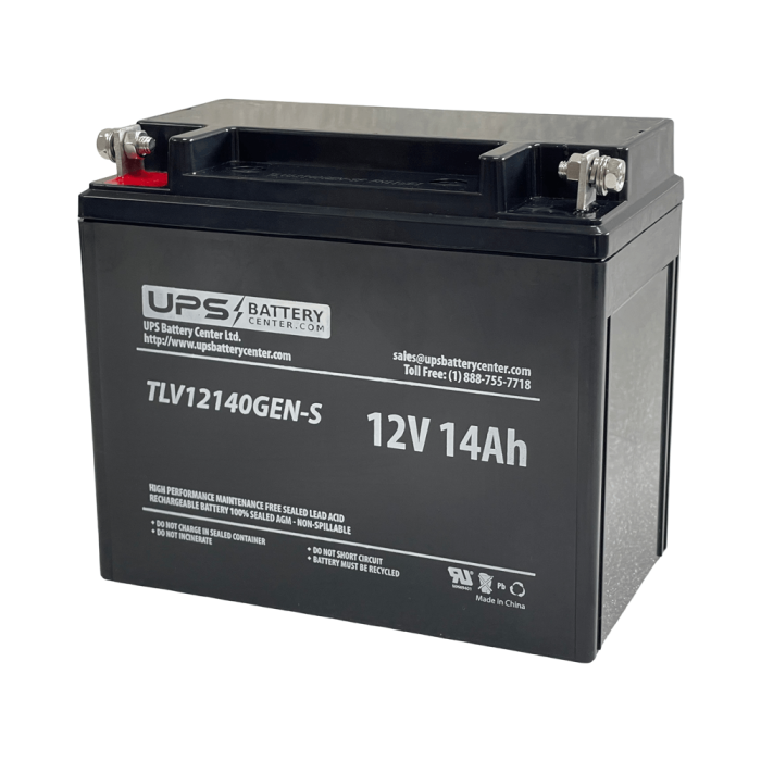 TLV12140GEN-S - 12V 14Ah Generator Battery with Nut & Bolt