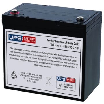 Brooks Equipment PRB1255U 12V 55Ah Battery with Insert Terminals
