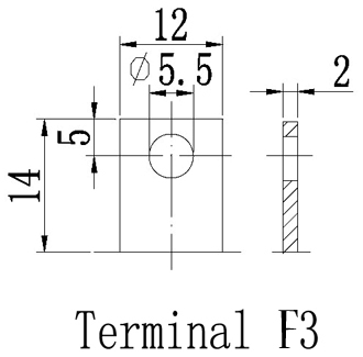 TLV12450F6 - 12V 45Ah Sealed Lead Acid Battery with F6 Terminals - Terminal Diagram