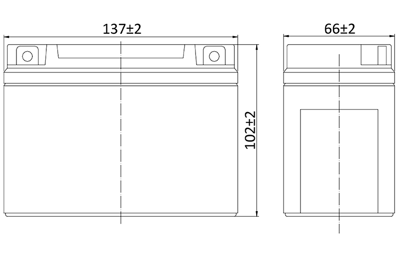 TLV1265NB-GEN - 12V 6.5Ah Generator battery - Side Diagram