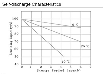 TLV1265NB-GEN - 12V 6.5Ah Sealed Lead Acid Battery with F3 Terminals - Self-discharge Characteristics